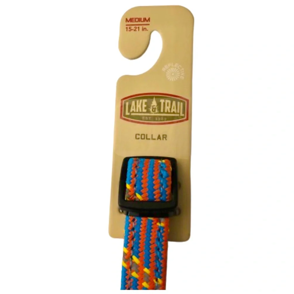 2/$20 NEW LAKE & TRAIL Reflective Dog Collar MEDIUM 15” - 21” Neck Size Pink